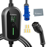 Coolladen 7.4KW Portabel EV laddare 1 fas 32A Typ 2 el fordon laddare, 8H Schemalagd laddning,4 nivåer justerbar ström laddning station med CEE kontakt