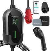 Coolladen 11 kW portabel EV-laddkabel Typ 2 (16A 3-fas) med appstyrning – schemalagd laddning, justerbar ström, Typ B-jordfelsbrytare, väggfäste och bärväska ingår