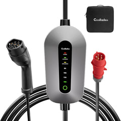 Coolladen laddkabel typ 2 CEE-kontakt 11 kW [3-fas|5/10m|6-16A] med justerbar laddeffekt, laddstation och EV-laddare för ID.3/4/5, e-up, e-tron, Zoe och annan EV