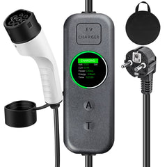 Coolladen 3.5kW Bärbar EV-laddare | 16A Schuko till Type 2 mobil väggbox | Justerbar Ström | Precision 1-12H Tidsinställd Laddning & Fördröjning