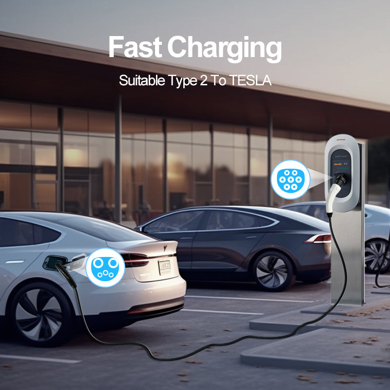 Coolladen 3.5KW~22KW Typ 2 till TESLA EV laddare 5m FHEV EV laddkabel , Kompatibel med TESLA