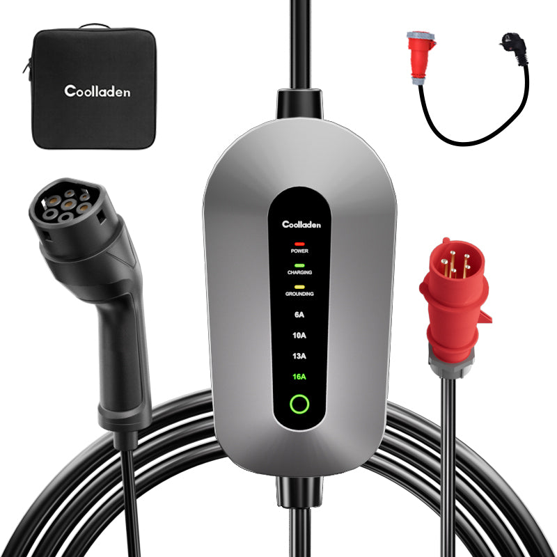 Coolladen laddkabel typ 2 CEE-kontakt 11 KW [3-fas του / 5m ) med justerbar laddningseffekt, Laddstation och EV-laddare för ID. E-Up, E-Tron, Zoe och övriga EV