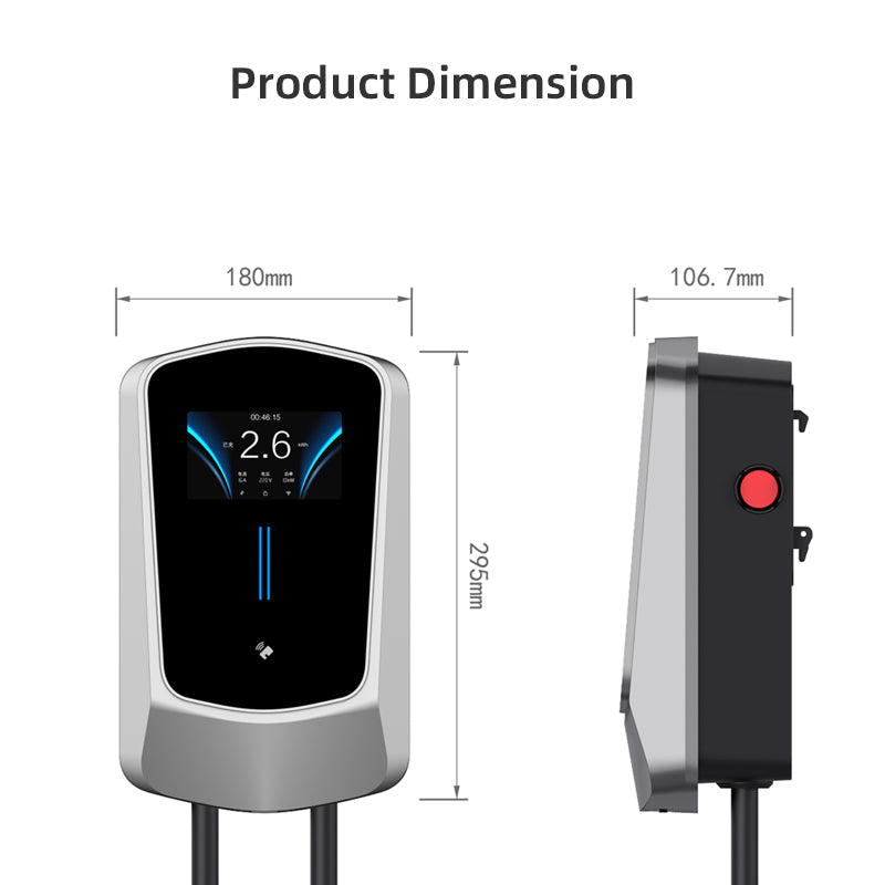 Coolladen EV laddare Smart APP med 32A Typ 2 22kW hemladdstation 400V CE & TÜV wallbox 5m laddkabel med laddare hållare appkontroll CEE 3-fas kontakt för alla elbilar och PHEVs