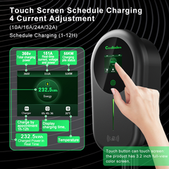 Coolladen EV laddare Smart APP med 32A Typ 2 22kW Home Laddningstation, Väggbox 5/10m laddkabel med laddare hållare App Control CEE 3-fas plugg för alla EV och PHEV