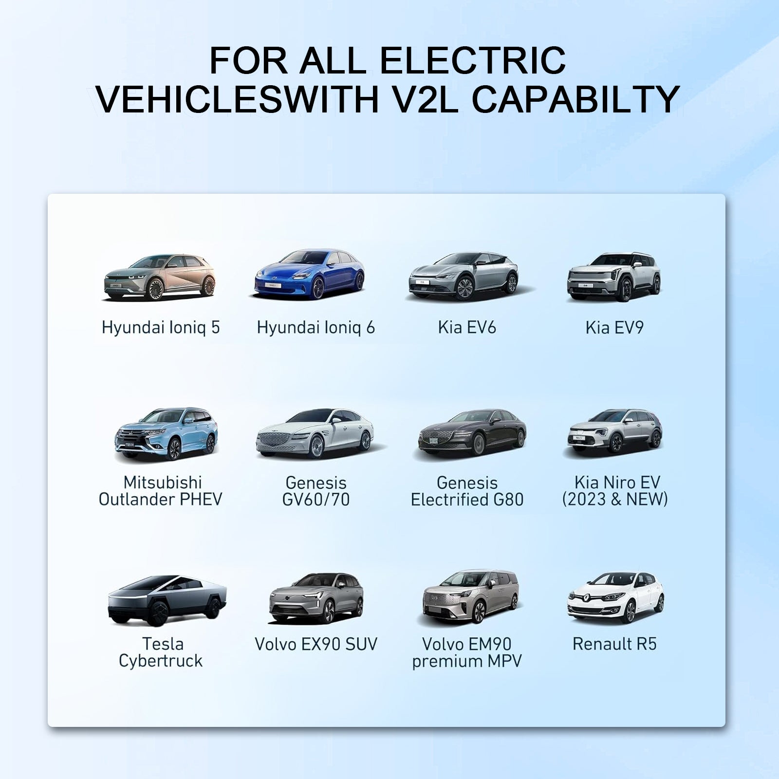 Fordon till last (V2L) adapter för MG och BYD, Elektriskt fordons urladdningsadapter 16A Typ 2 till Schuko uttag med 5 meter kabel