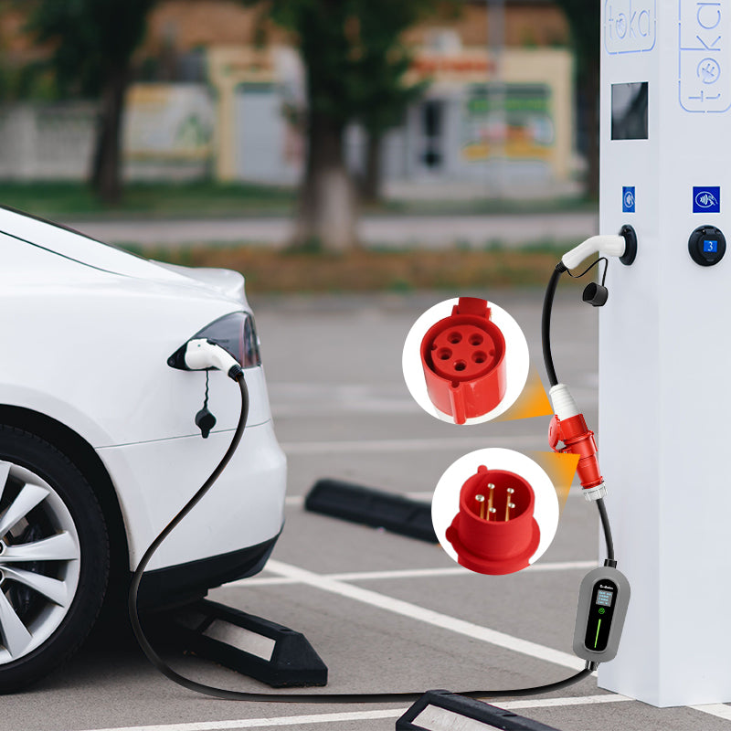 Typ 2-kontakt till CEE16A uttag, adapter för 11KW EV laddare för att dra ström från laddstationen