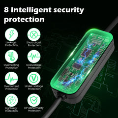 Coolladen 3.5kW Bärbar EV-laddare | 16A Schuko till Type 2 mobil väggbox | Justerbar Ström | Precision 1-12H Tidsinställd Laddning & Fördröjning