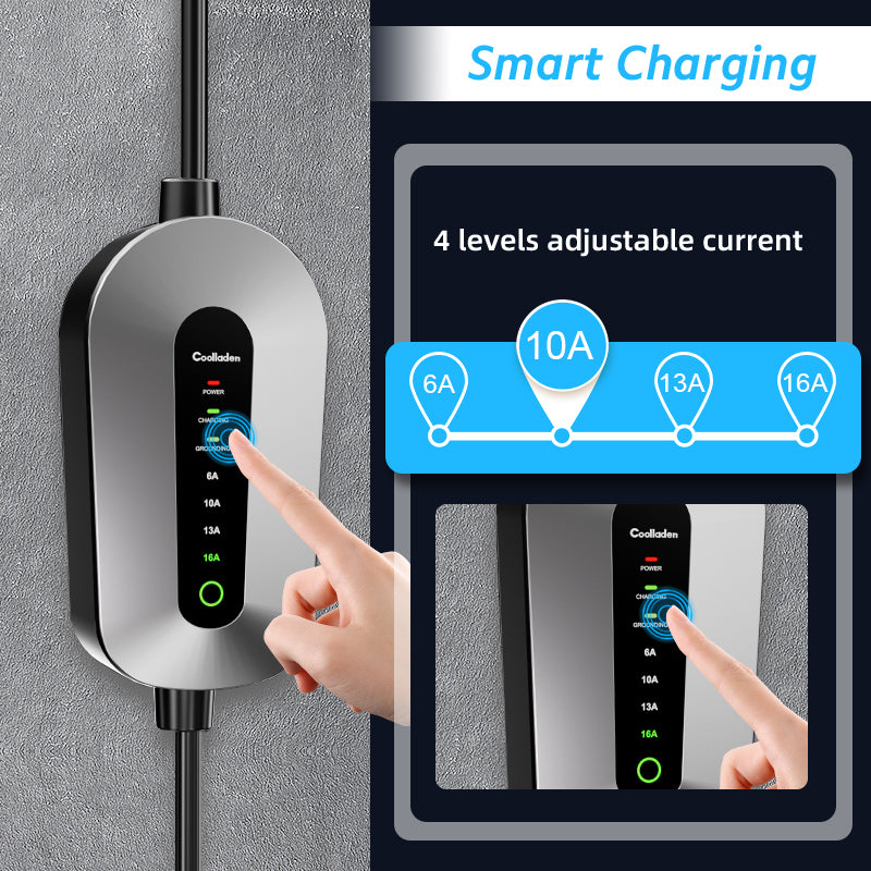 Coolladen laddkabel typ 2 CEE-kontakt 11 kW [3-fas|5/10m|6-16A] med justerbar laddeffekt, laddstation och EV-laddare för ID.3/4/5, e-up, e-tron, Zoe och annan EV